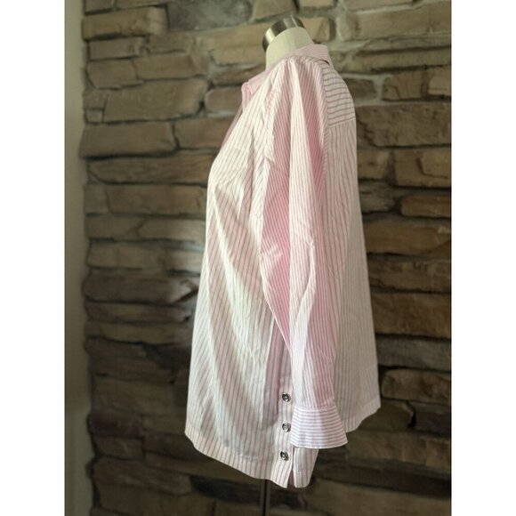 TALBOTS Pink-White Stripe Non-Iron size 18 WP Perfect Tunic - Picture 3 of 9